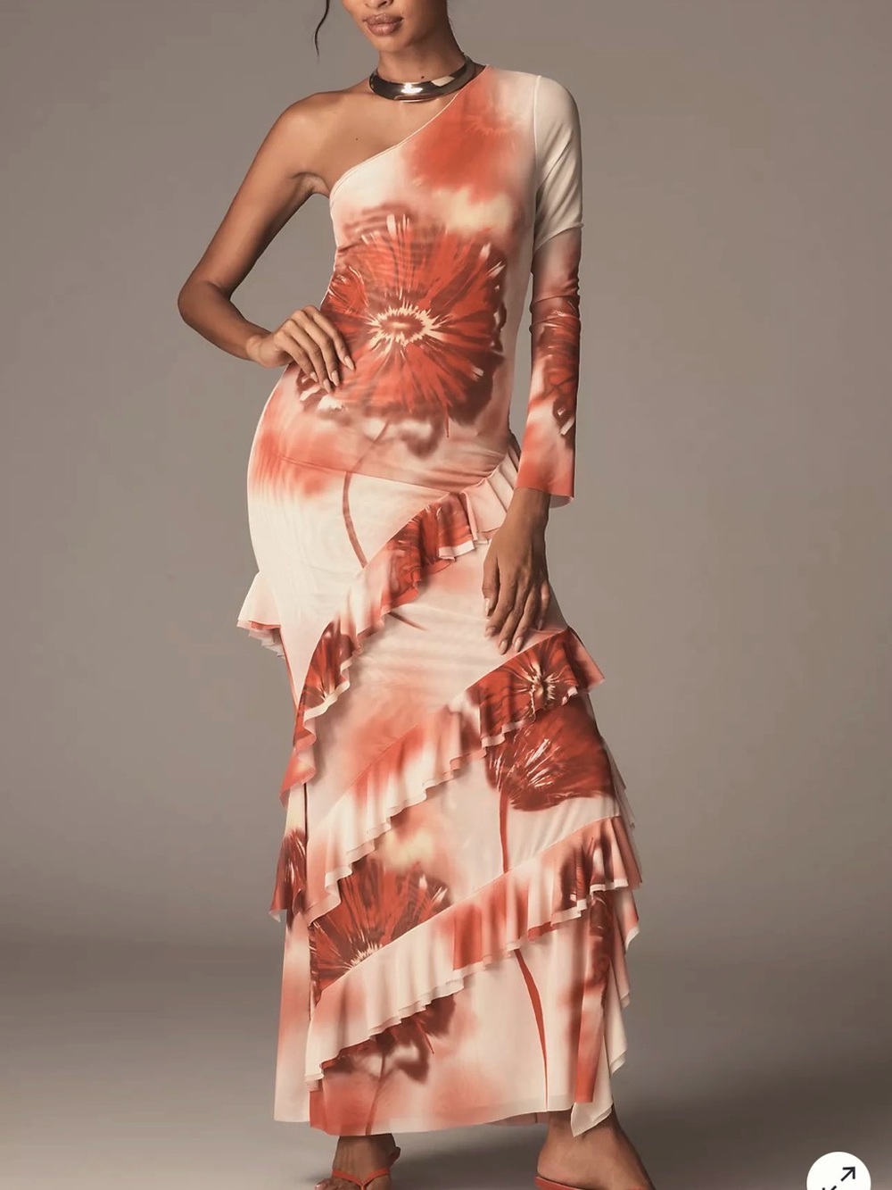 RARE- NWOT- XL- Specia sold by Anthro- ESPECIA GLOWVINE ONE SHOULDER mesh maxi